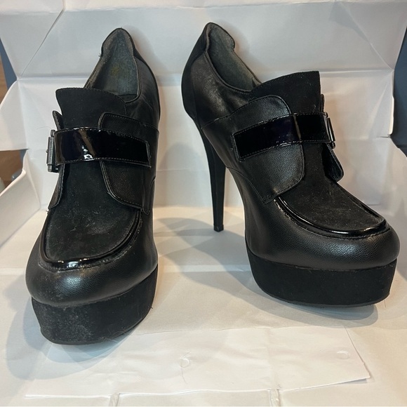 Dollhouse Black Piped Toe 5 Inch Stiletto Bootie Size 9 - Picture 4 of 13